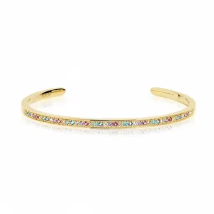 Valiano Gold Plated Bangle w. Blue, White, Yellow, Purple & Pink Zirconias