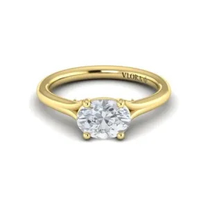 Vlora 14K Gold Split Shank East-West Solitaire Engagement Ring