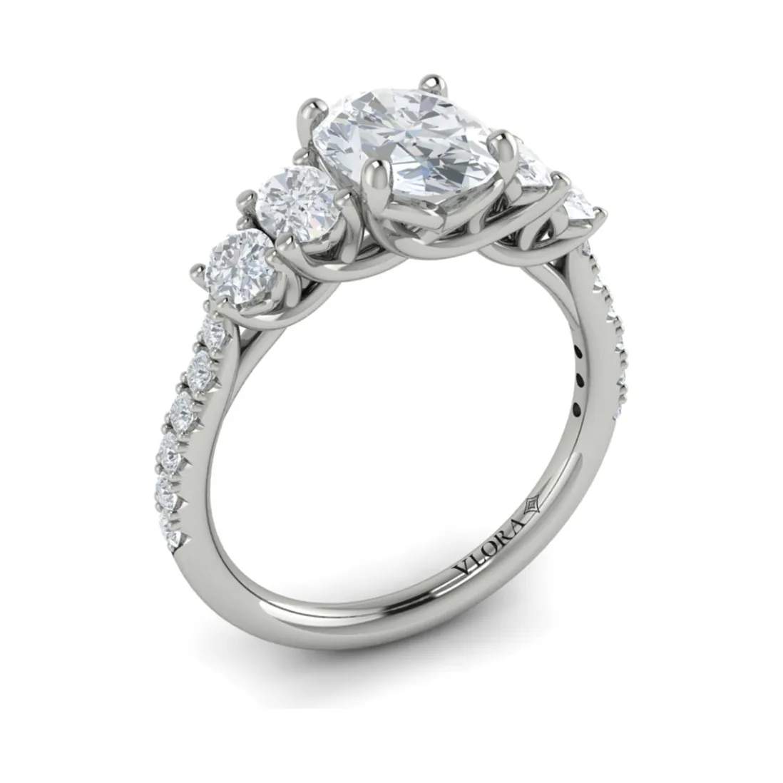 Vlora 14K White Gold 5-Stone Diamond Engagement Ring
