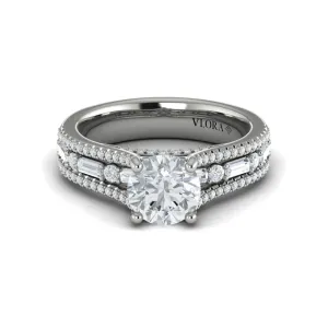 Vlora 14K White Gold Alternating Baguette & Round Diamond Engagement Ring