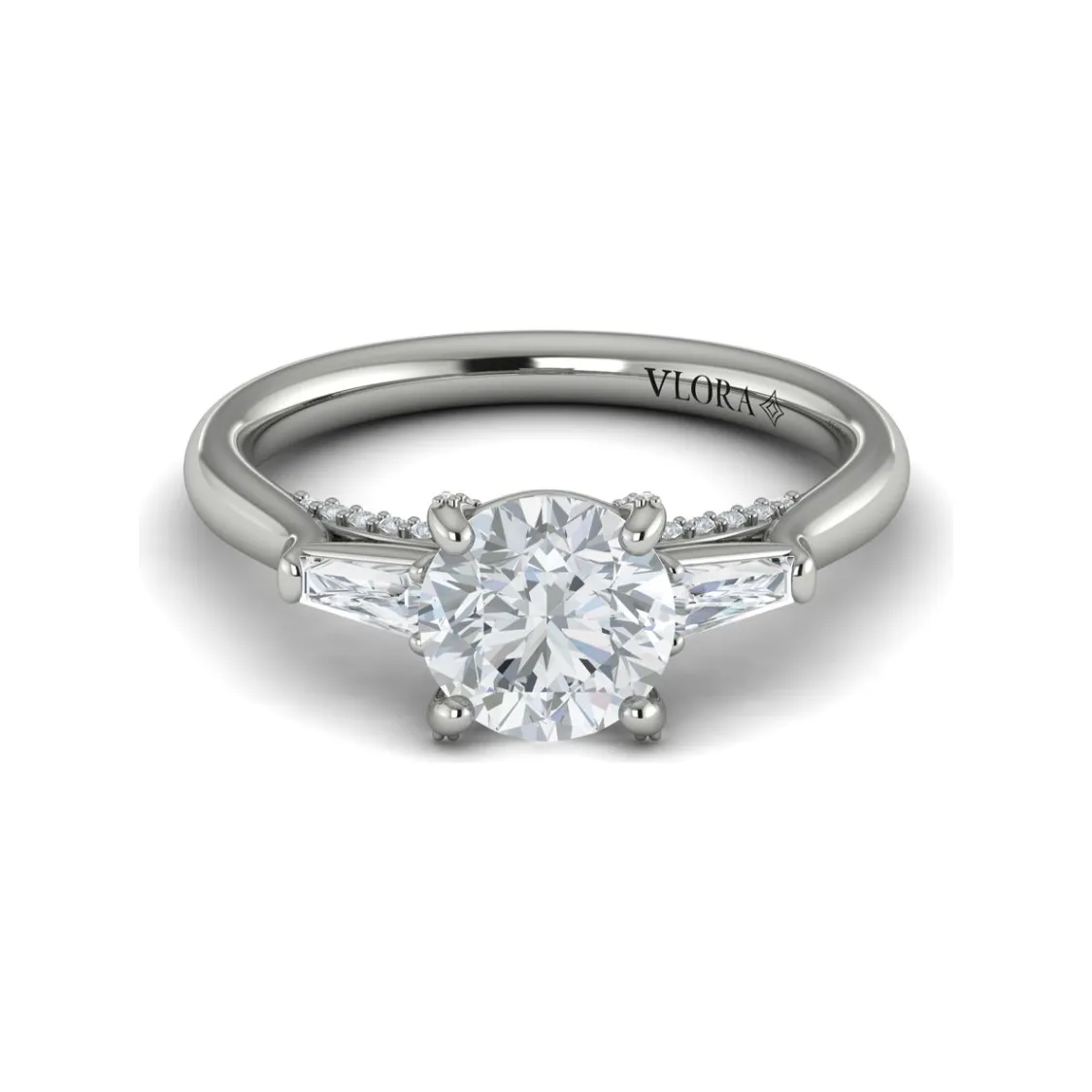 Vlora 14K White Gold Baguette 3-Stone Diamond Engagement Ring