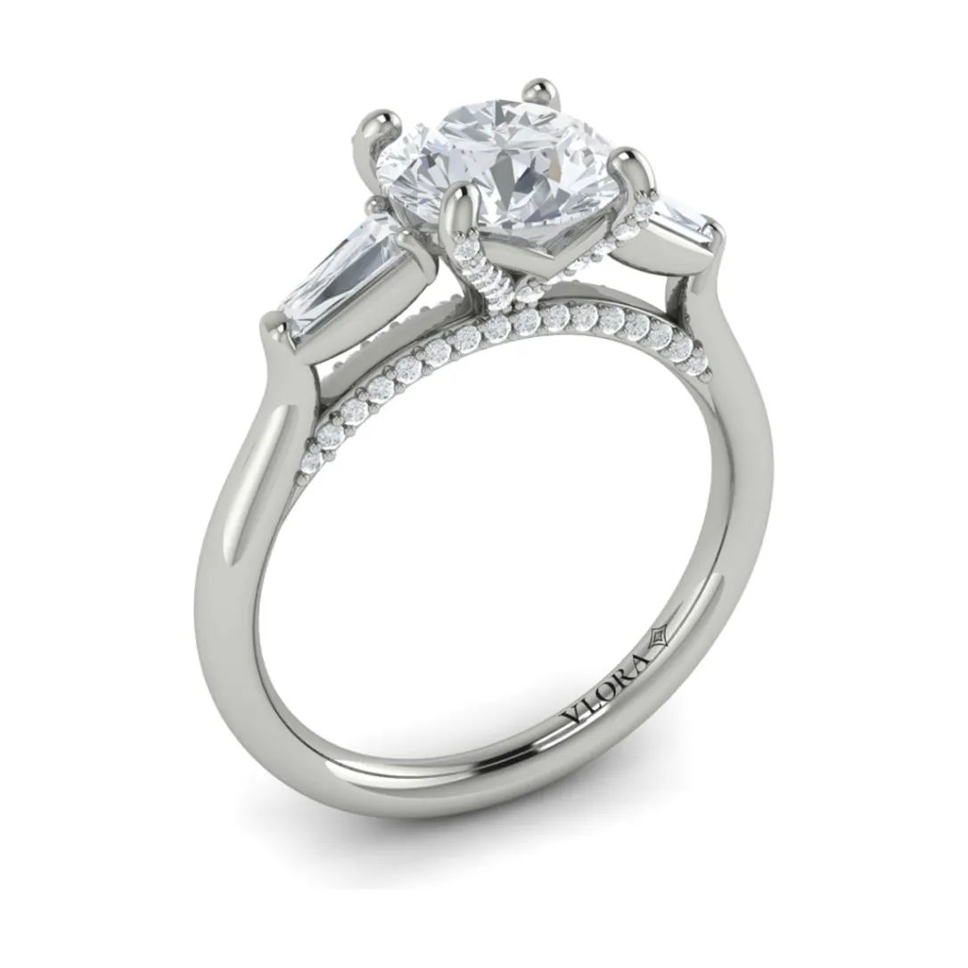 Vlora 14K White Gold Baguette 3-Stone Diamond Engagement Ring