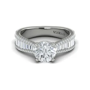 Vlora 14K White Gold Baguette Diamond Tapered Engagement Ring