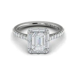Vlora 14K White Gold Baguette Halo Diamond Engagement Ring