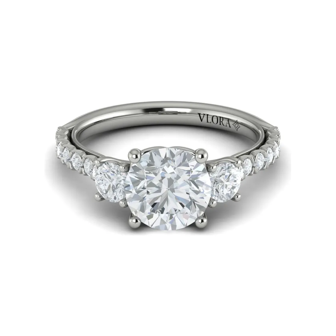 Vlora 14K White Gold Classic 3-Stone Diamond Engagement Ring