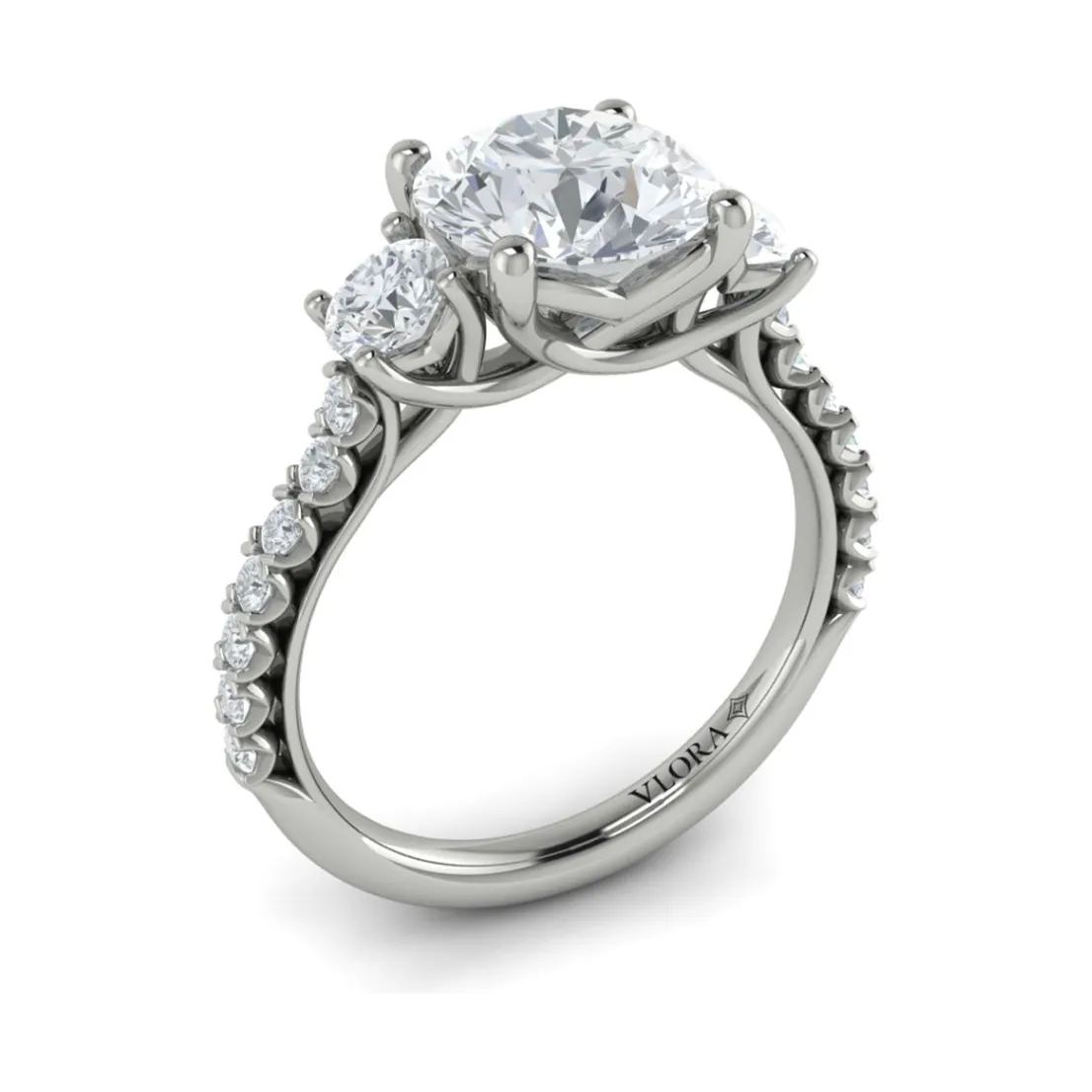 Vlora 14K White Gold Classic 3-Stone Diamond Engagement Ring