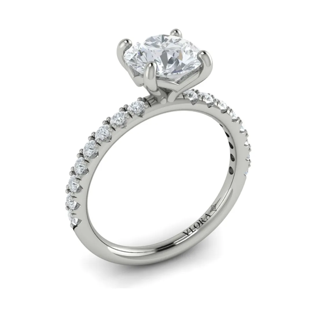 Vlora 14K White Gold Classic Diamond Engagement Ring