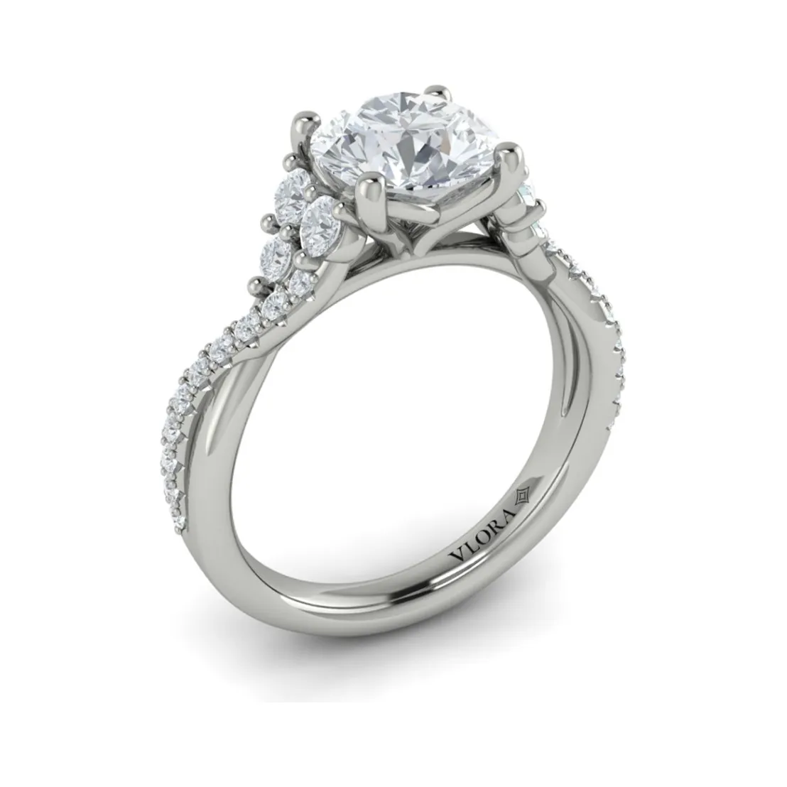 Vlora 14K White Gold Diamond & Polish Twist Engagement Ring