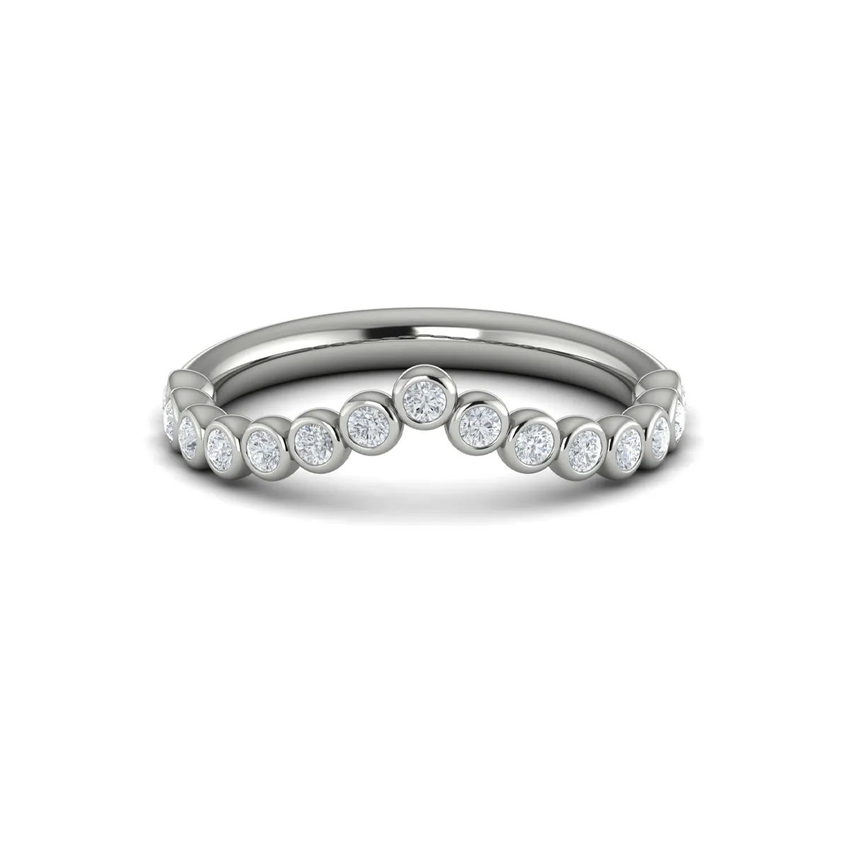 Vlora 14K White Gold Diamond Bezel Contour Band
