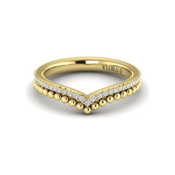 Vlora 14K White Gold Diamond Double Line Chevron Band