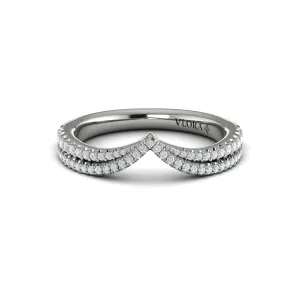 Vlora 14K White Gold Diamond Double Line Contour Band