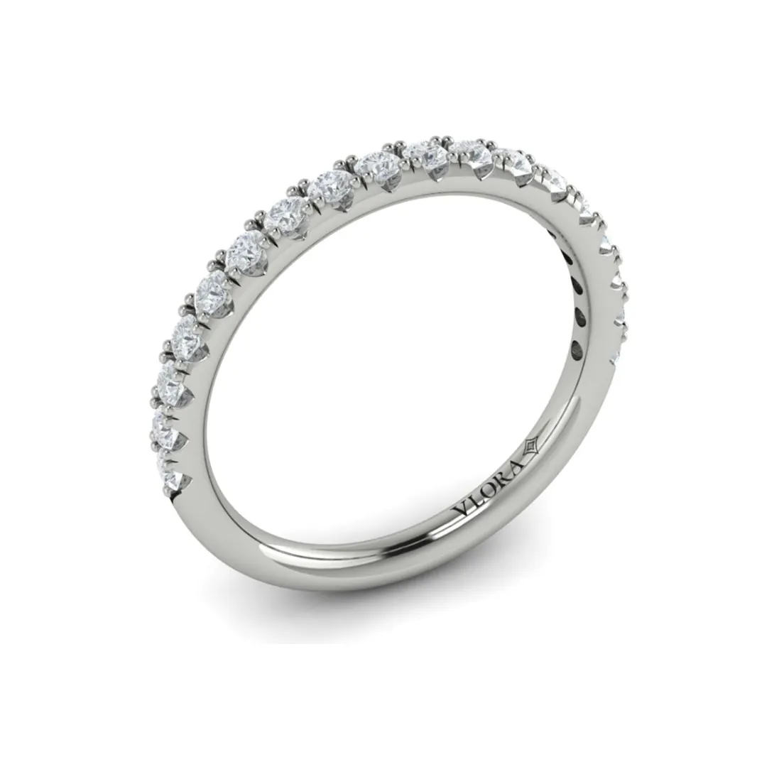 Vlora 14K White Gold Diamond Line Wedding Band