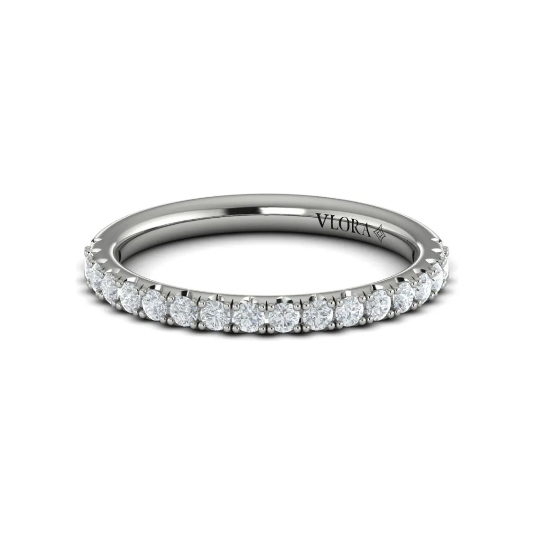 Vlora 14K White Gold Diamond Line Wedding Band