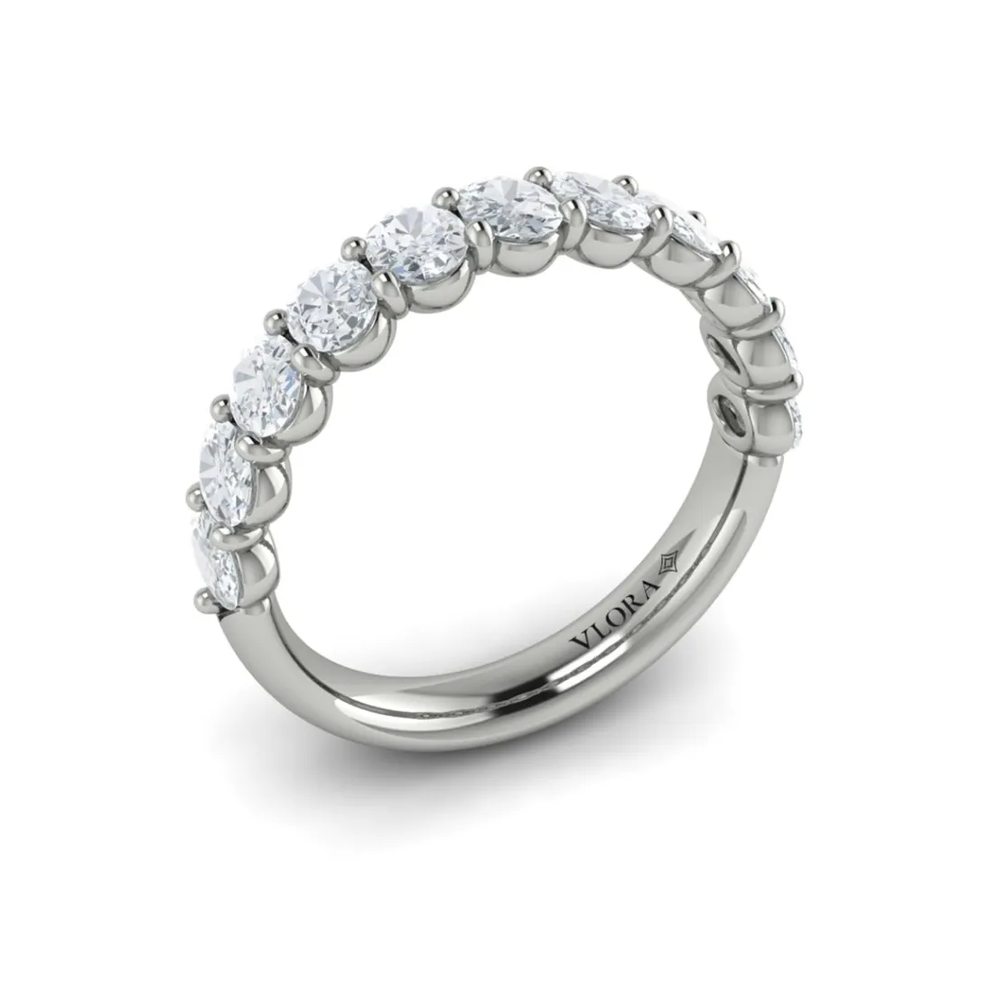 Vlora 14K White Gold Diamond Oval Shared Prong Anniversary Band
