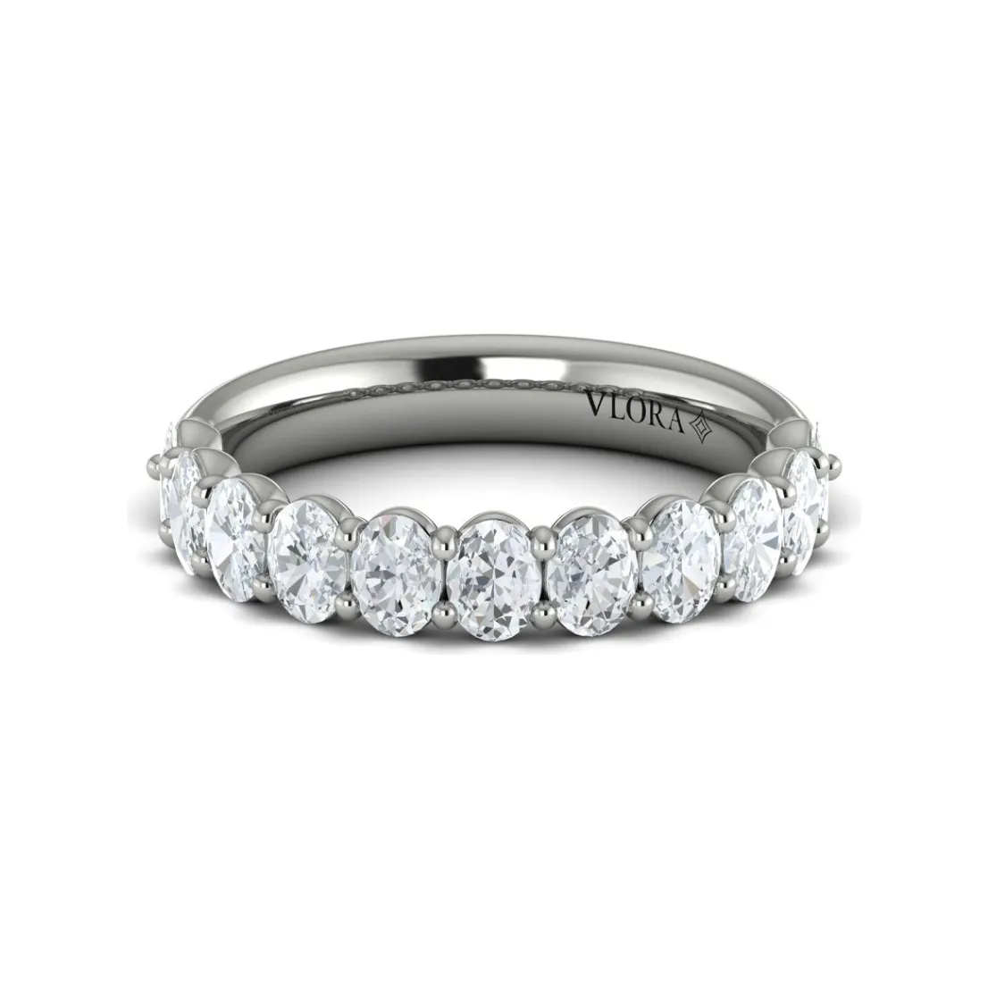 Vlora 14K White Gold Diamond Oval Shared Prong Anniversary Band