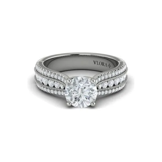 Vlora 14K White Gold Diamond Three Row Wide Engagement Ring