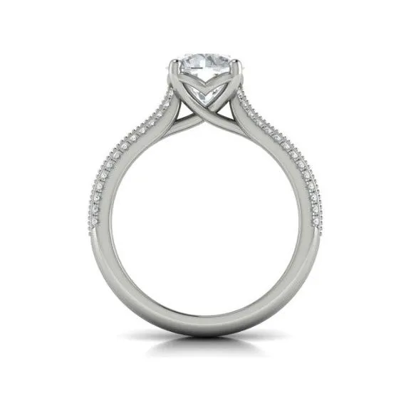 Vlora 14K White Gold Diamond Three Row Wide Engagement Ring