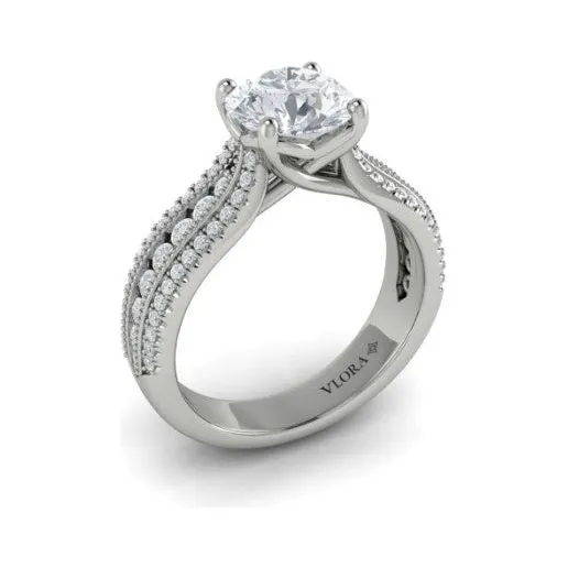 Vlora 14K White Gold Diamond Three Row Wide Engagement Ring