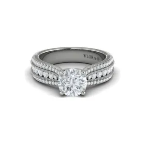 Vlora 14K White Gold Diamond Three Row Wide Engagement Ring