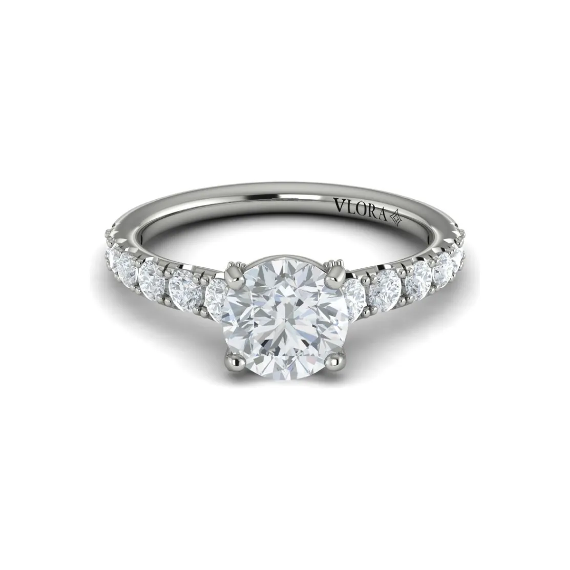 Vlora 14K White Gold Graduated Diamond Engagement Ring