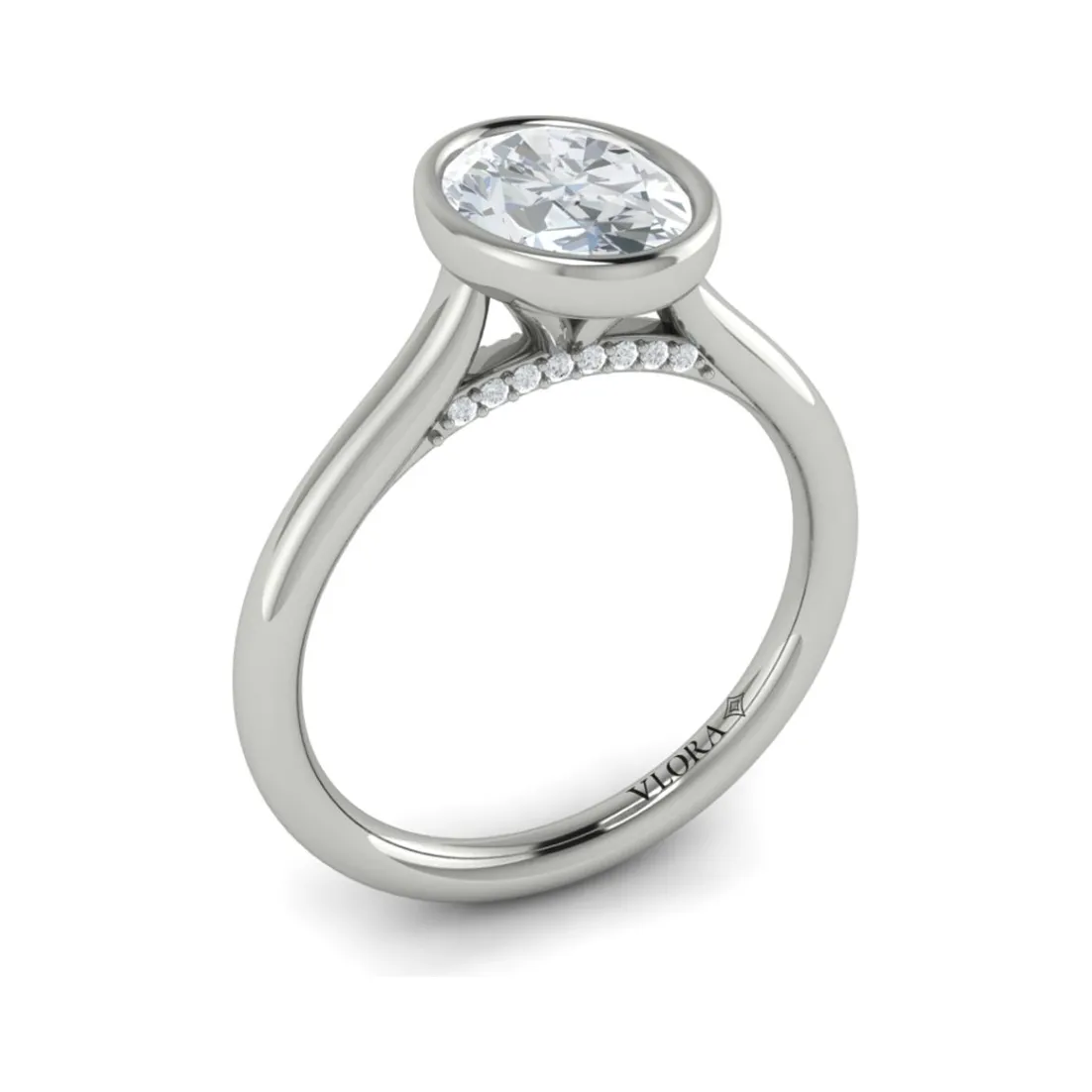 Vlora 14K White Gold Oval Bezel Solitaire Engagement Ring