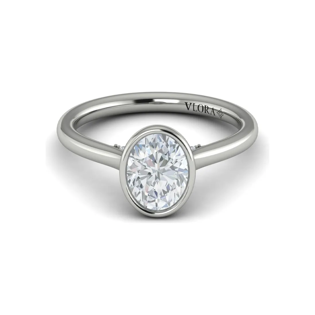 Vlora 14K White Gold Oval Bezel Solitaire Engagement Ring