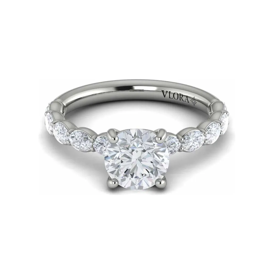 Vlora 14K White Gold Oval Shared Prong Diamond Engagement Ring