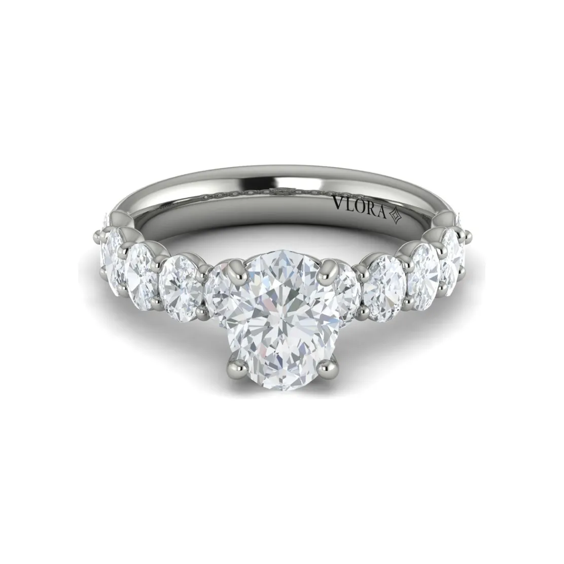 Vlora 14K White Gold Oval Shared Prong Diamond Engagement Ring