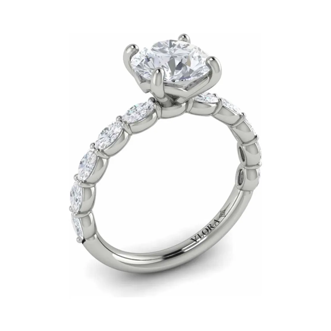 Vlora 14K White Gold Oval Shared Prong Diamond Engagement Ring