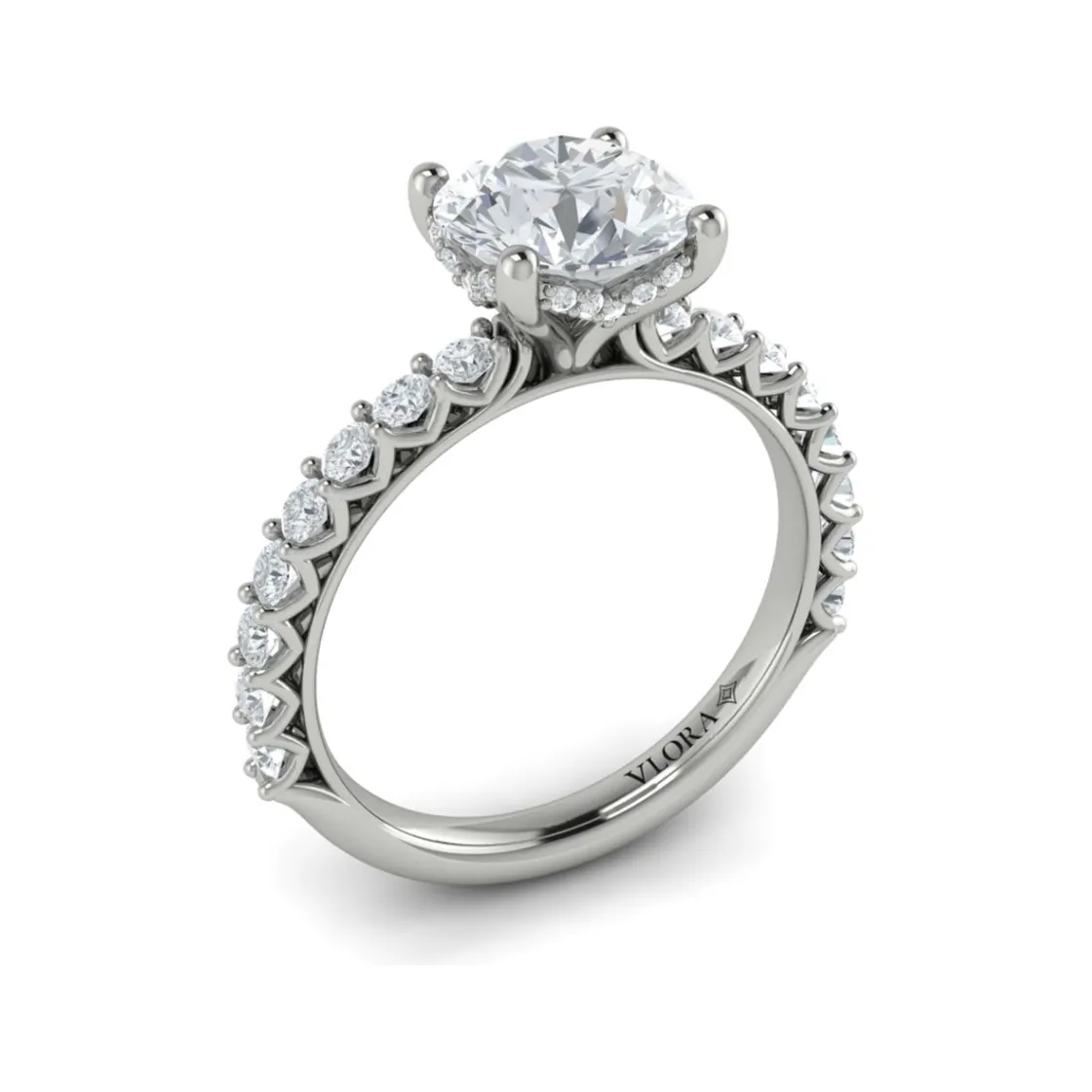 Vlora 14K White Gold Shared Prong Diamond Engagement Ring