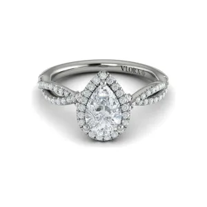 Vlora 14K White Gold Twist Halo Diamond Engagement Ring