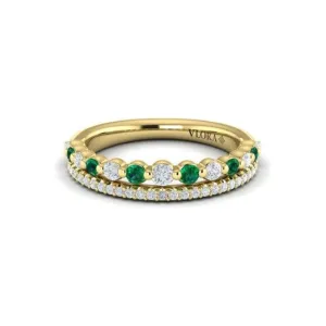 Vlora 14K Yellow Gold Diamond & Emerald Two Row Ring