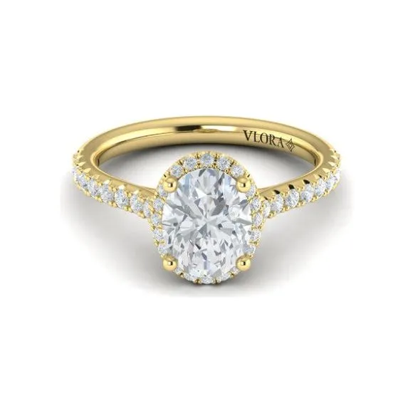 Vlora 14K Yellow Gold Oval Halo Diamond Engagement Ring