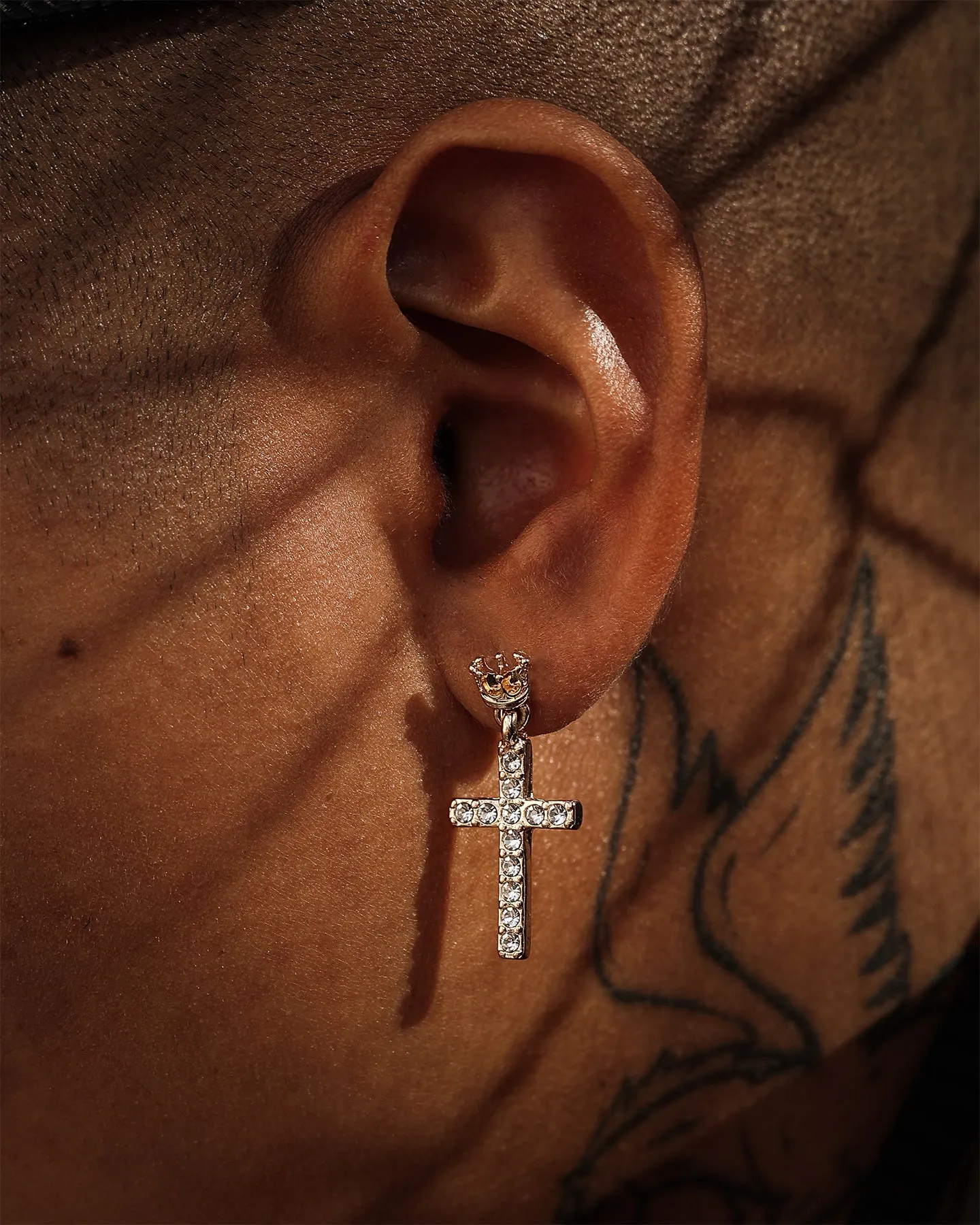 Wild For The Weekend Heaven Sent Crown Cross Earrings Gold