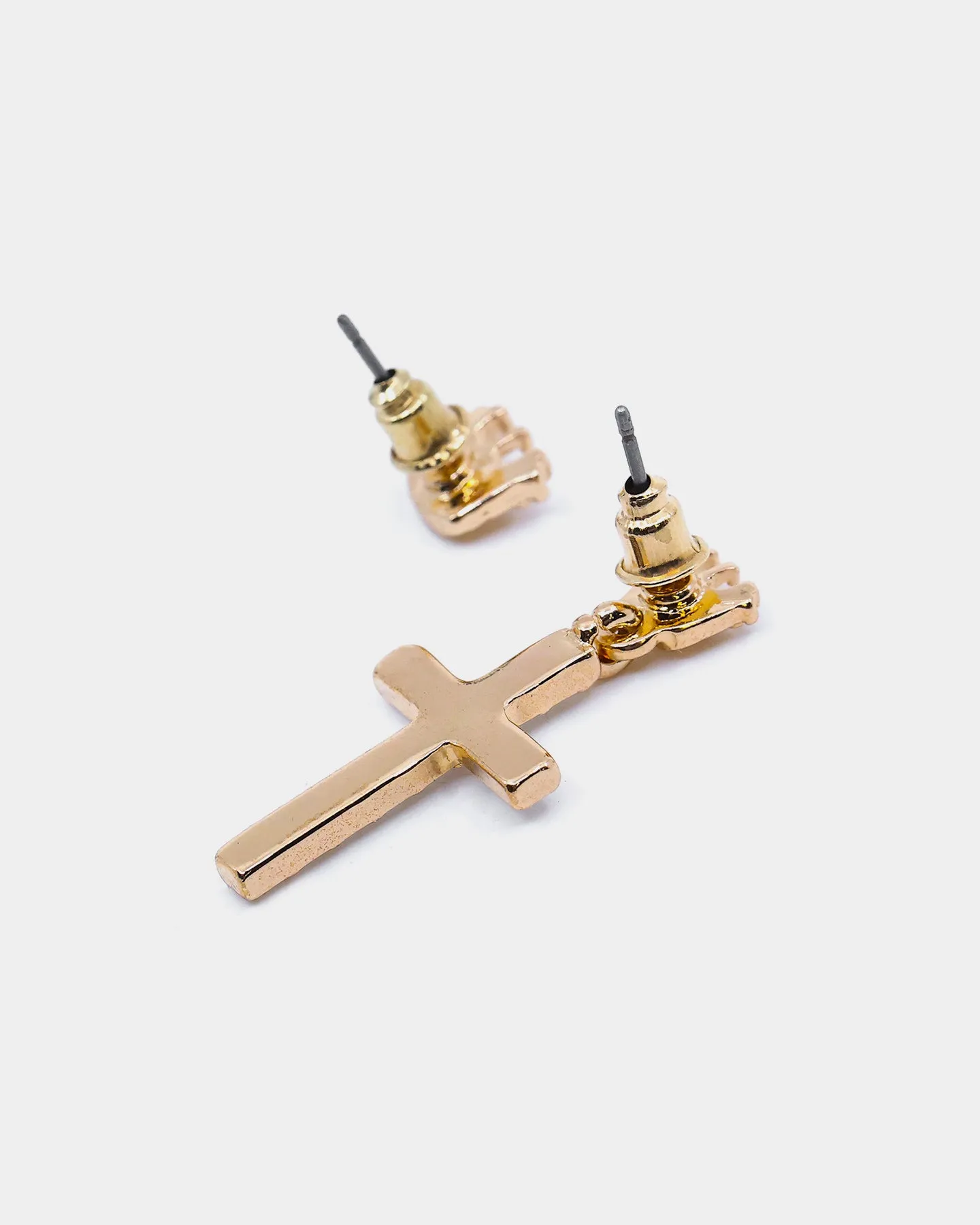 Wild For The Weekend Heaven Sent Crown Cross Earrings Gold