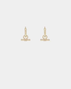 Wild For The Weekend Wildcats T-Bar Drop Hoop Earrings Gold