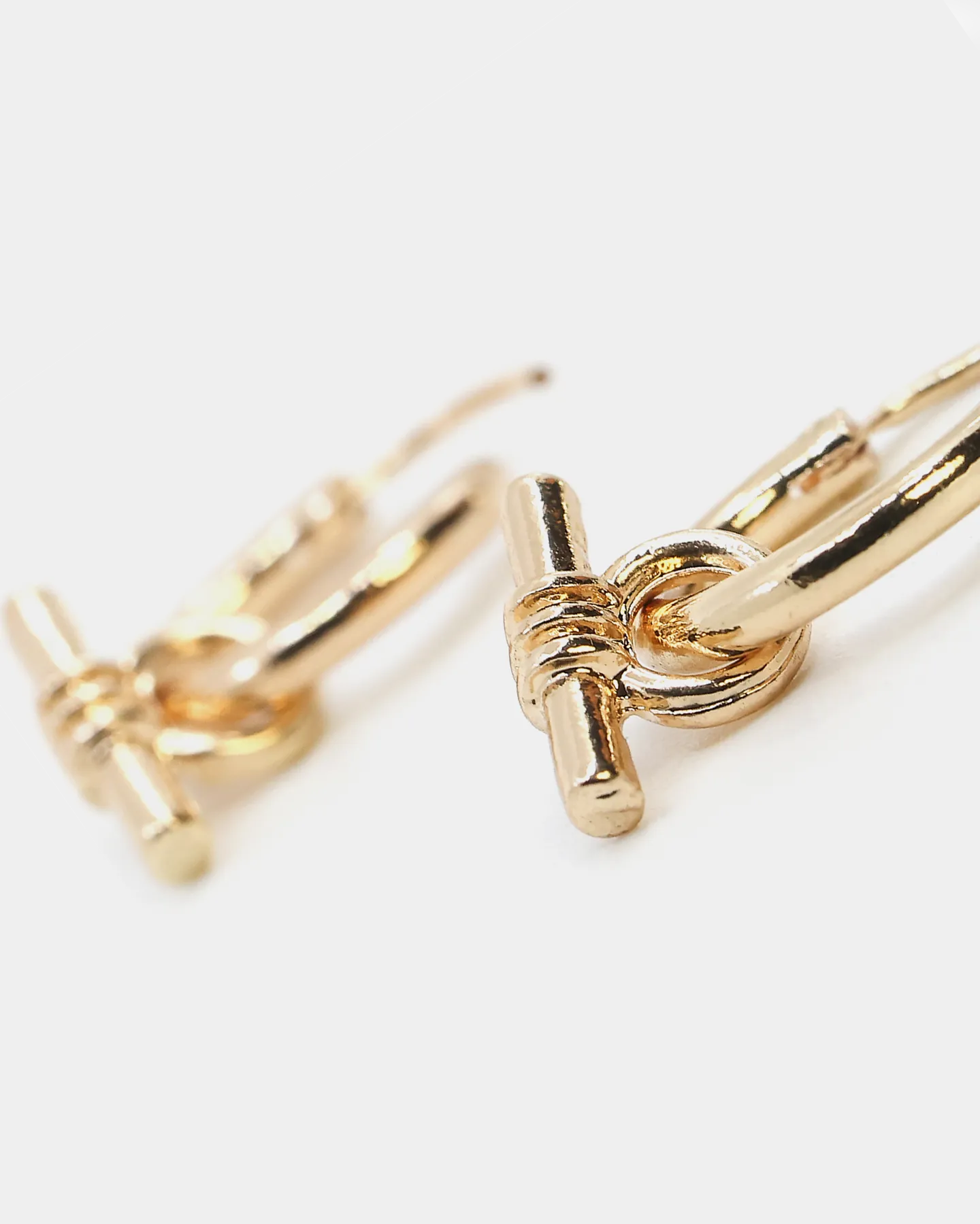 Wild For The Weekend Wildcats T-Bar Drop Hoop Earrings Gold
