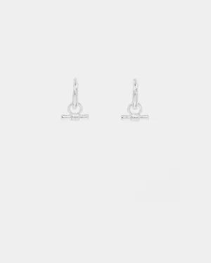 Wild For The Weekend Wildcats T-Bar Drop Hoop Earrings Silver