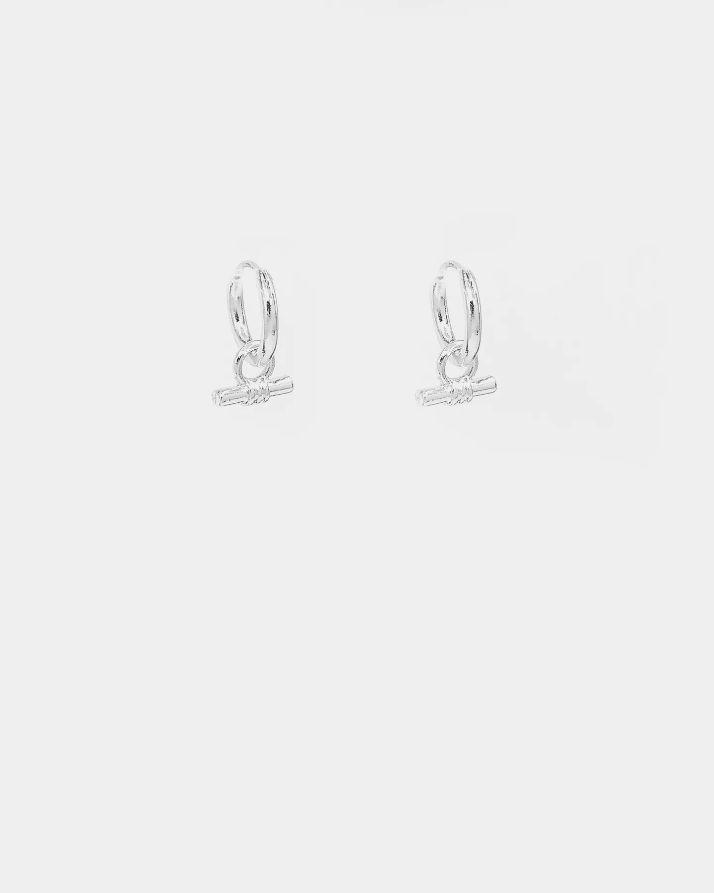 Wild For The Weekend Wildcats T-Bar Drop Hoop Earrings Silver
