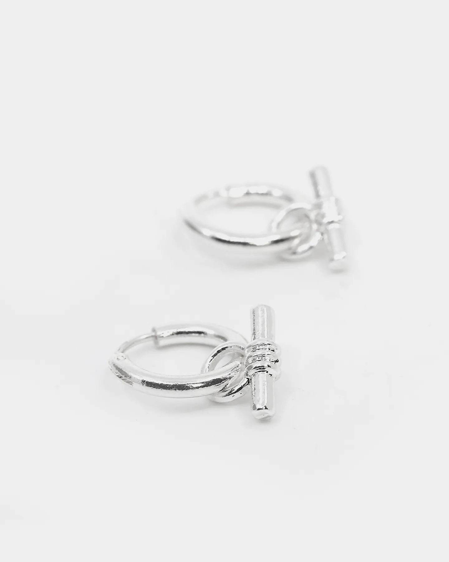 Wild For The Weekend Wildcats T-Bar Drop Hoop Earrings Silver