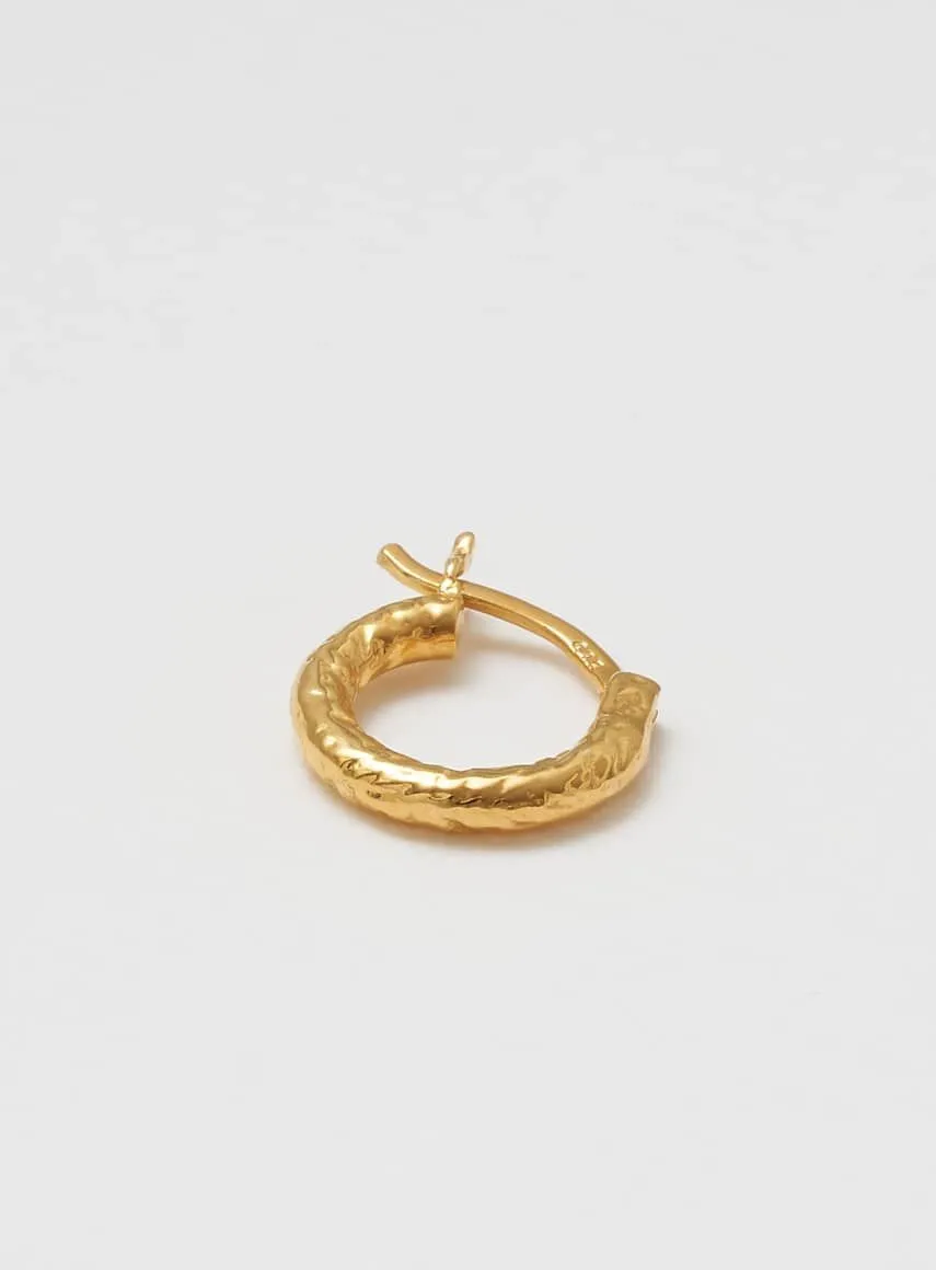 Wire Structured 14K Gold Plated 12 mm Hoop