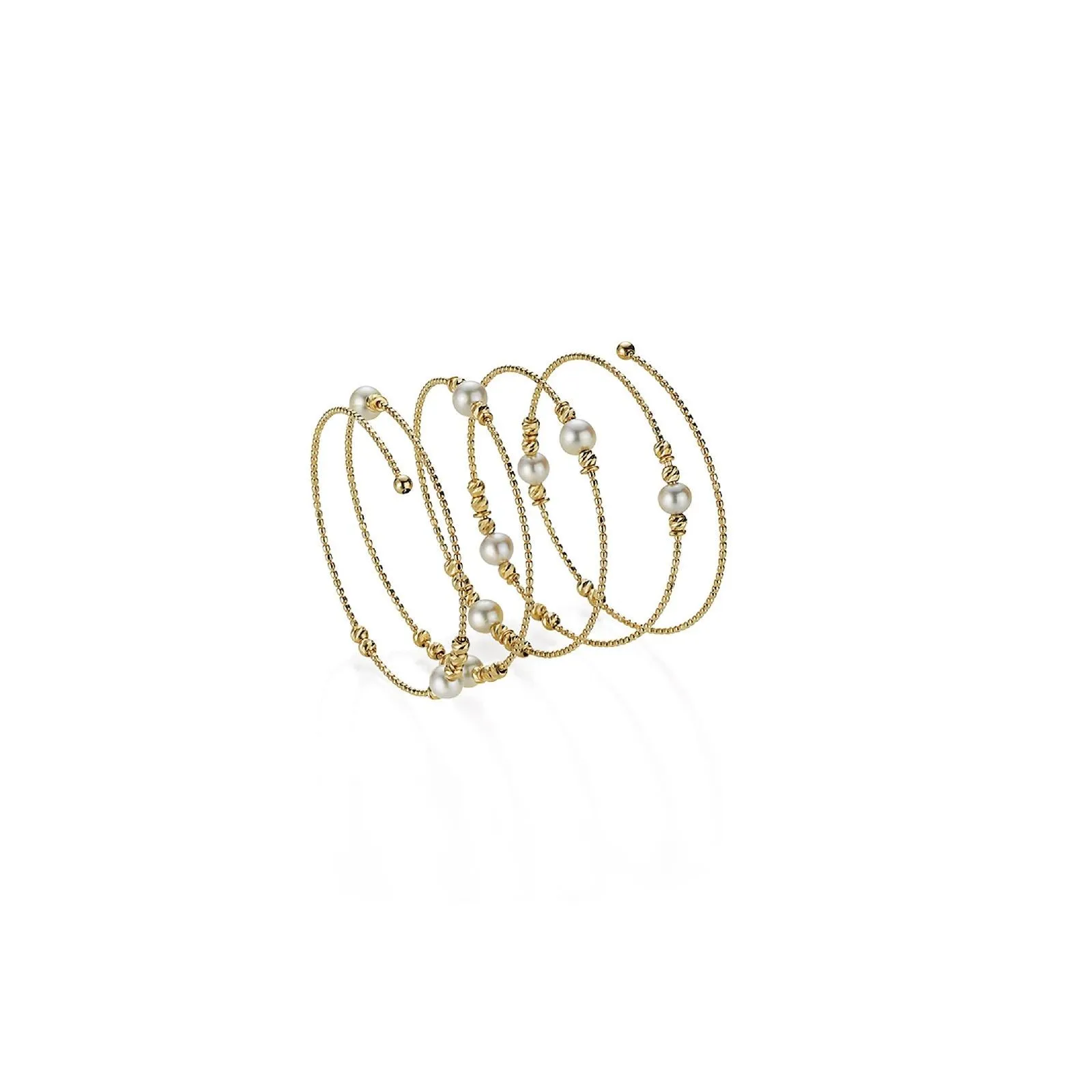 Wrap 18K Gold Bracelet w. Akoya Pearls