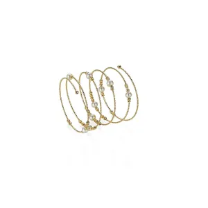 Wrap 18K Gold Bracelet w. Akoya Pearls